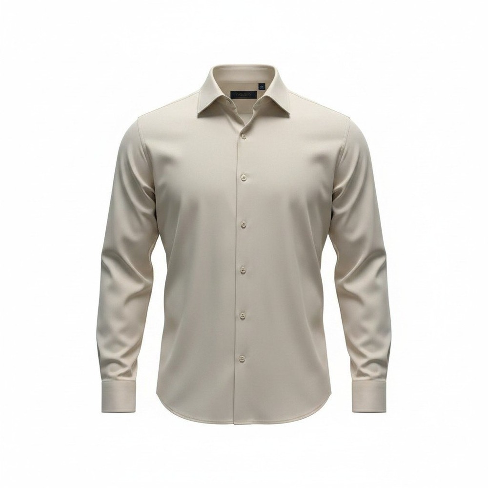 FLEX Button Down Shirt Mens Medium Tan Excellent Luxury Collection Long Sleeve